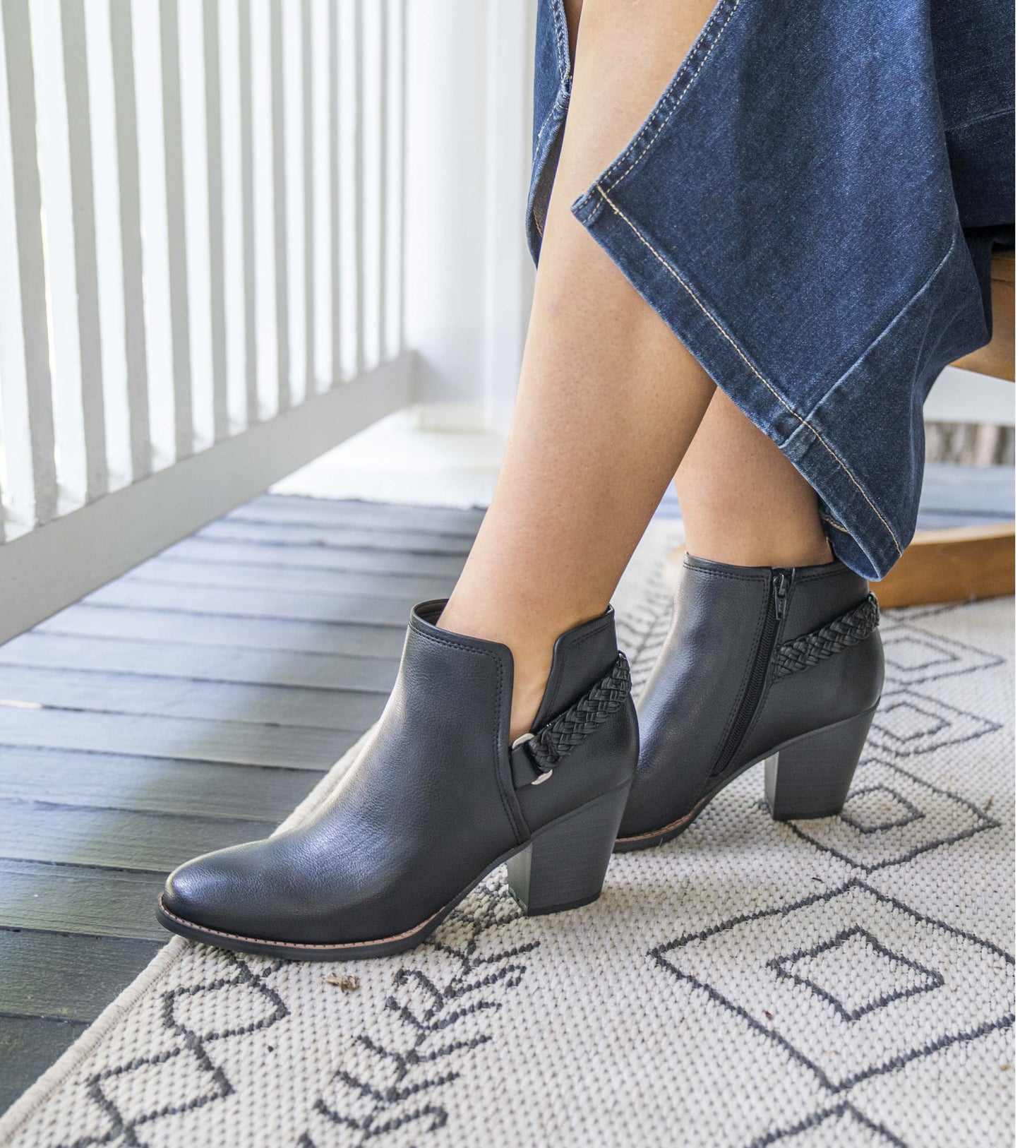 Charlotte Block Heel Bootie Black Baretraps