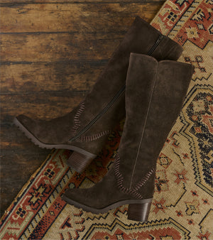 Darcie - Dark Brown Suede - Lifestyle Image