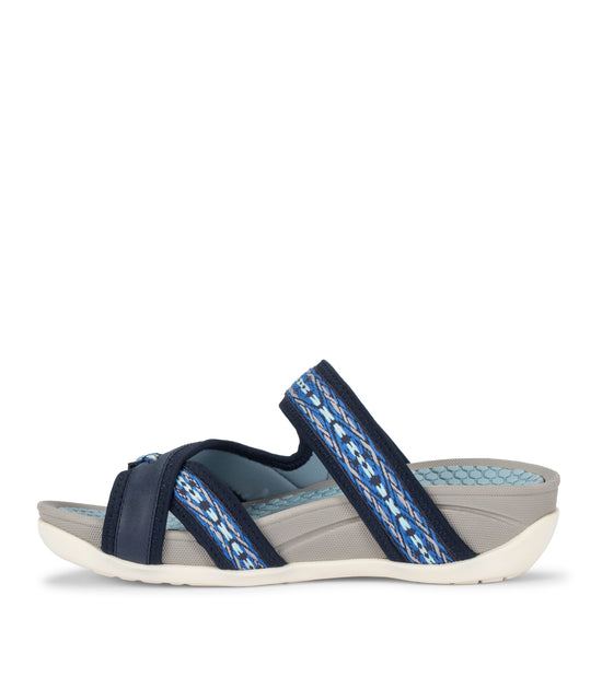 Deserae Slide Sandal - Navy | Baretraps