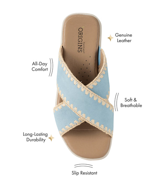 Dolinda - Sea Glass Blue Suede - Top Down