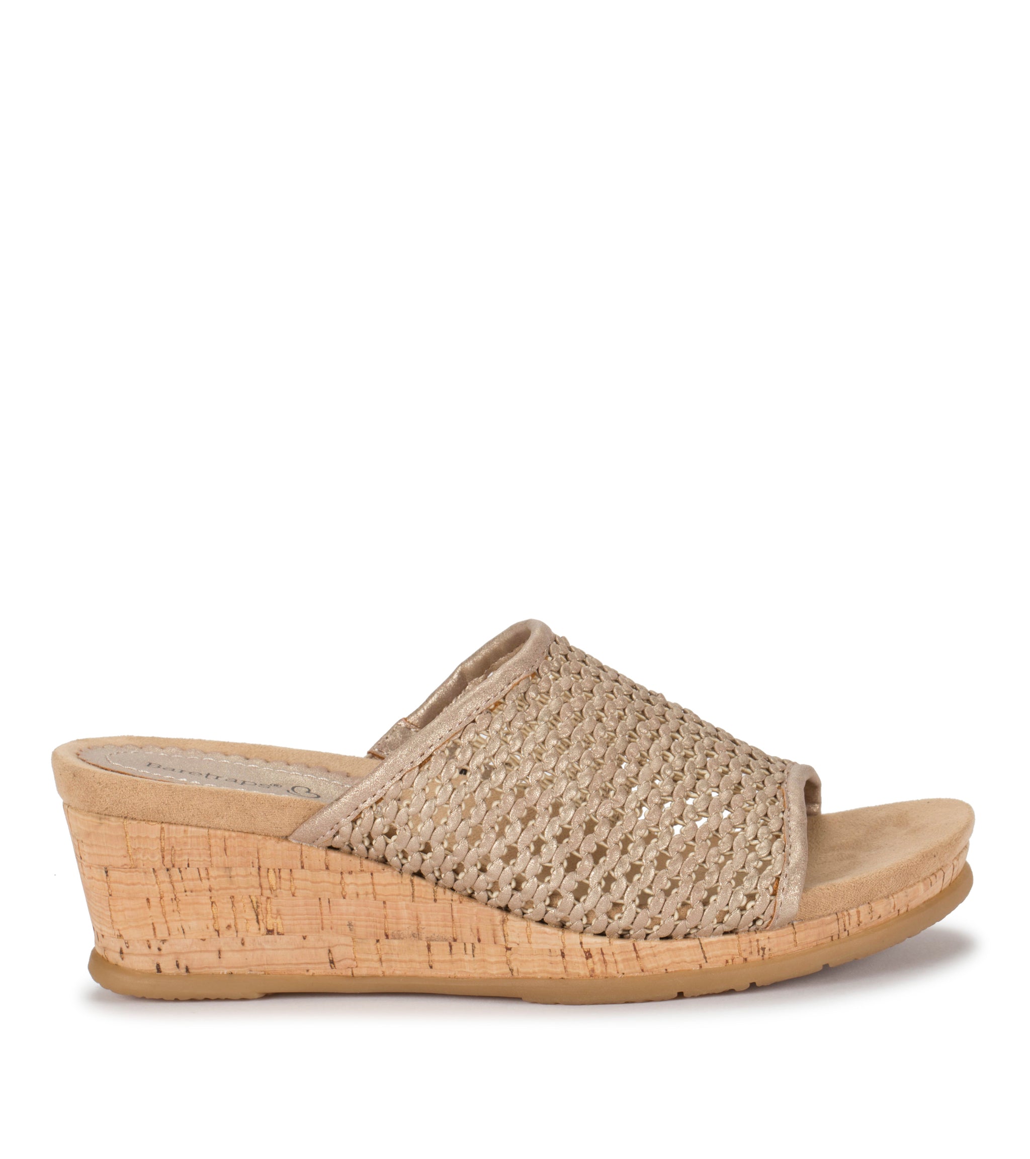 Flossey Wedge Slide Sandal - Soft Gold | Baretraps