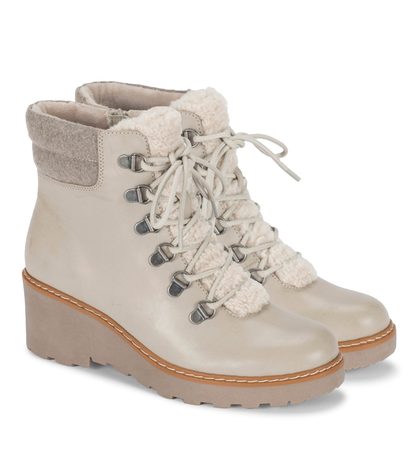 Nasha Lace Up Wedge Bootie Taupe Baretraps