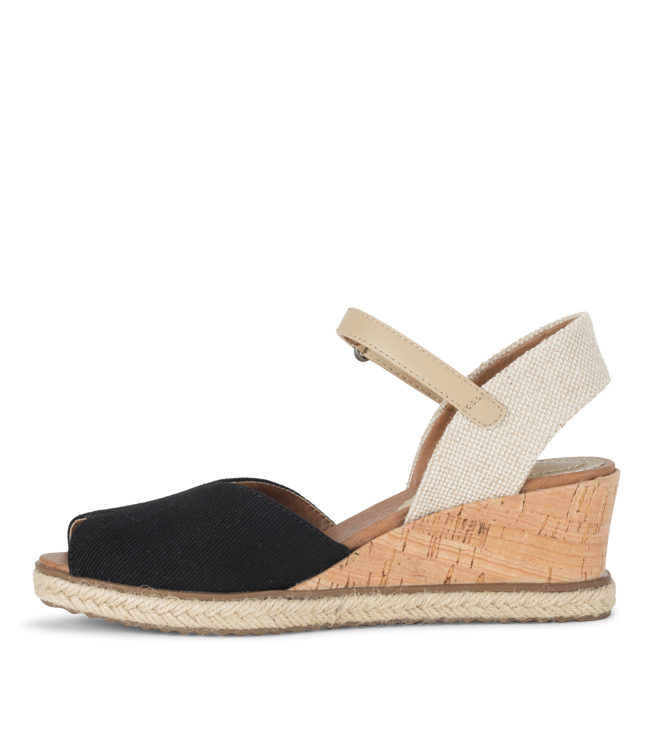 Odetta Espadrille Wedge Sandal - Black Canvas | Baretraps