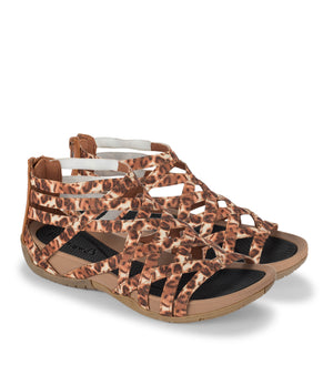 Samina Sandal Brown Multi Leopard Baretraps