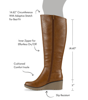 Cognac wedge boots hotsell